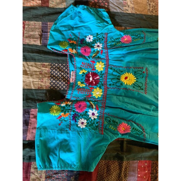 Vintage Mexican Fiesta Dress Sz Small -Med. Cotton 1960’s - Picture 3 of 11